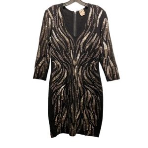 Haute Hippie embellished stretch black dress M